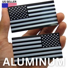 Aluminum American Flag Sticker Decal Auto, Bike, Truck Mirror Set Black & Silver