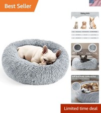 Plush Indoor Pet Bed - 20" Waterproof Donut Shape for Cats  Small Dogs