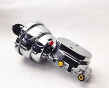 Chrome 8 Dual Diaphragm Brake Booster Smooth Top Master Cylinder 1 Bore Gm