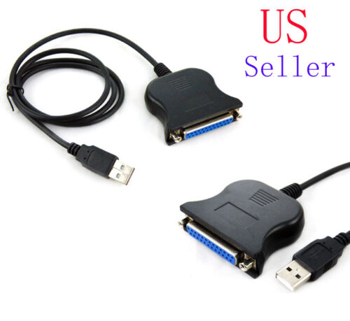 25 Pin IEEE 1284 Parallel Port D-Sub Connector to USB 2.0 Printer Adapter Cable - Picture 1 of 3