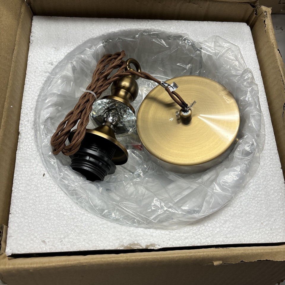 Vintage Glass Pendant Light Fixture Brass Modern Adjustable Hanging