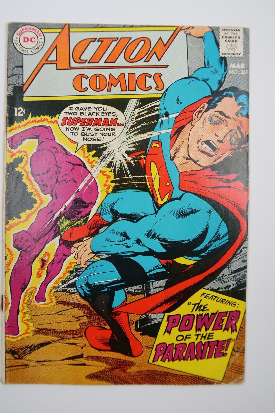 Action Comics #361 2nd Appearance of Parasite Neal Adams Cover Art 1968 VG+/F