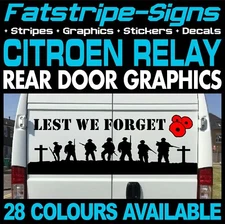 to fit CITROEN RELAY LEST WE FORGET ARMY UK STICKERS GRAPHICS DECALS CAMPER VAN
