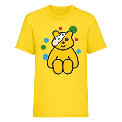 New Boys Girls Spotty Pudsey Bear Setting T-Shirt Charity Children In Need Top