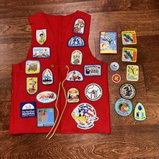Vintage 1990s - 2000s Boy Scouts of America Red Wool Vest With Patches