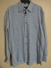 Ermenegildo Zegna L/S Button Down Light Blue Checkered Dress Shirt - Men's XL
