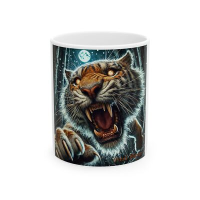 Tiger Ceramic Mug, 15oz Coffee Cup, Wild Animal Tea Mug, Tiger Lover Gift,