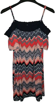 Three Pink Hearts Coral Navy Off The Shoulder Mini Dress Women's Size XXL
