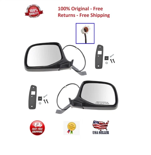 Power Side View Mirrors Chrome & Black Left & Right Pair Set for F-Series Truck