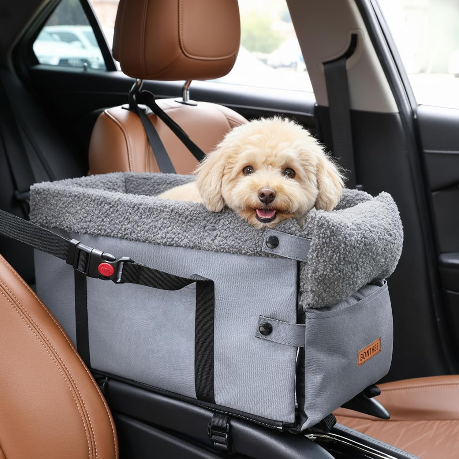 Center Console Dog Car Seat for Small Dogs,Small Dog Car Booster Seat Washable F