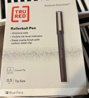 TRU RED Rollerball Pen 0.5mm Conical Tip Blue Ink 12-Pack Rollerball Pens