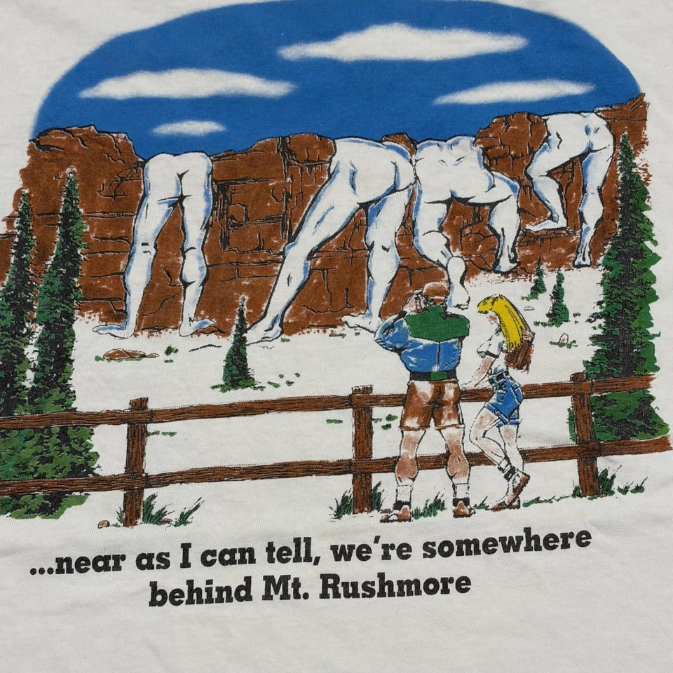 Camisa De Colección Mount Rushmore Para Hombres 2XL Blanca Divertida Gráfica Parodia Camiseta Humor Foto 3 de 4
