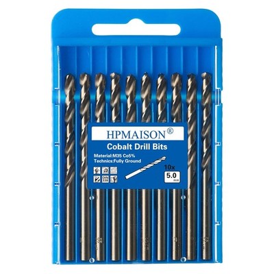 HPMAISON 10 Stück M35 HSS Cobalt Bohrer Kobalt Jobber Bohrer Set Spiralbohrer 