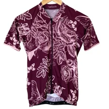 VELOCIO Cycling Luna Floral SE Short Sleeve Jersey in Dark Cherry, Size Medium