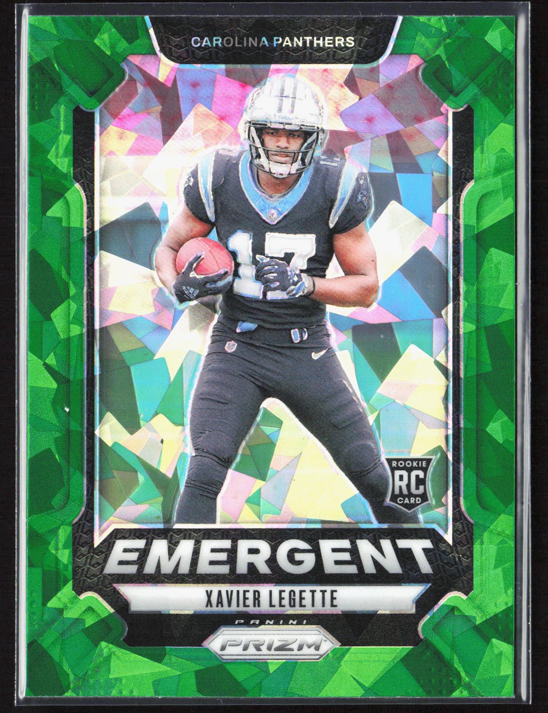 2024 Panini Prizm Xavier Legette Emergent Green Ice Rookie #15 Carolina Panthers