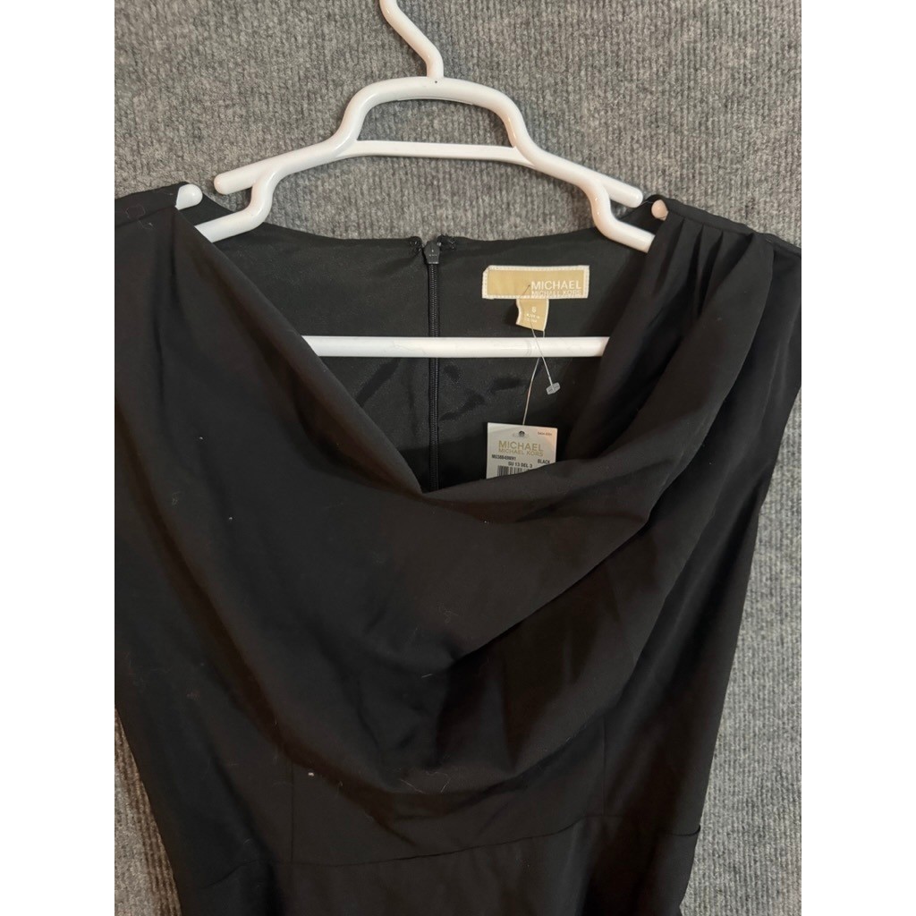 NWT Michael Michael Kors Black Cowl Neck Belted Sheath Dress MU38B49WH1 Size 6 thumbnail 5