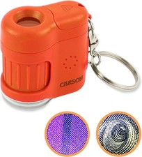 Portable 20x Microscope with UV/LED - Ideal for Students Adventures - Orange