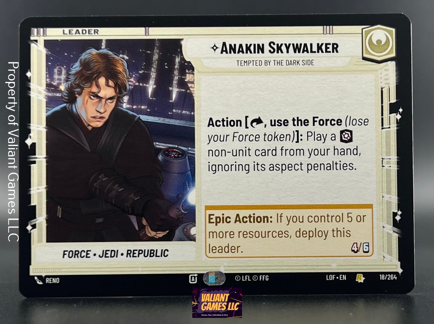 Anakin Skywalker #18 Star Wars Unlimited: Legends of the Force trading card — raw and PSA graded price guide