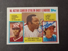 Larry Bowa Signed 1984 Topps Stolen Base Leaders - Cubs - Autographed