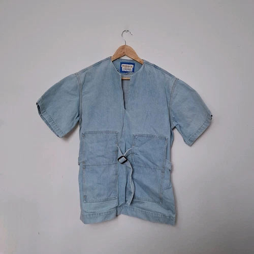 Tunica ACNE STUDIOS Blå Konst blu denim con cintura oversize scollo a V taglia 36 UK SMALL