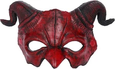 Adults Red Devil Horns Mask Scary Demon Monster Ghost Half Face Mask Halloween M