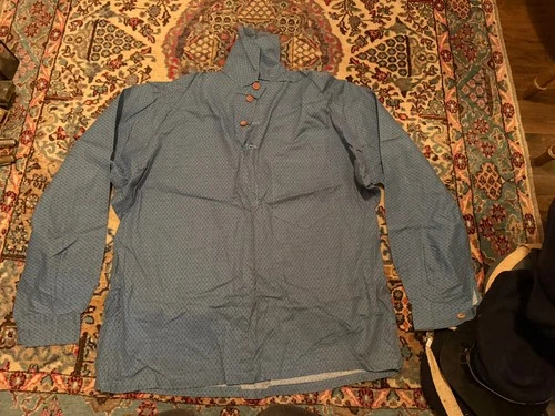 Vintage  Civil War Mens Large Reenacting Shirt Cotton Wood Buttons Blue