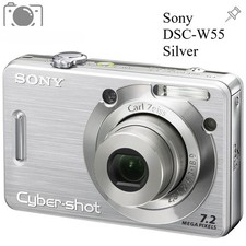 Sony DSC-W55 7.2MP 3x Optical Zoom Vintage Digital Camera Silver 100 Working