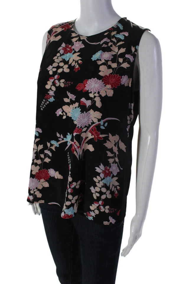 Blusa sin mangas floral de seda negra talla S de Diane Von Furstenberg para mujer Foto 2 de 4