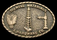 PF20160 GREAT 1978 **OILWELL MATERIALS & HARDWARD CO** SLD BRASS OILFIELD BUCKLE