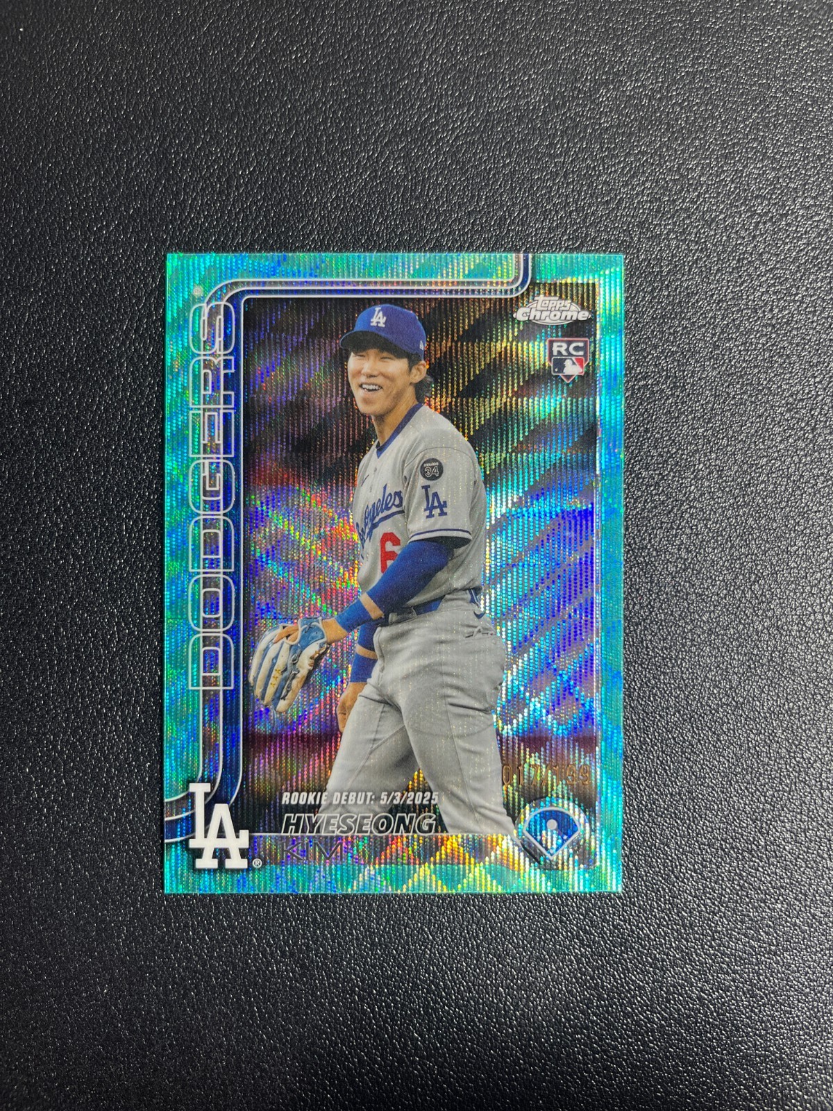2025 Topps Chrome Update Hyeseong Kim Rc Rookie Debut Aqua Wave 017/199 BJWMS