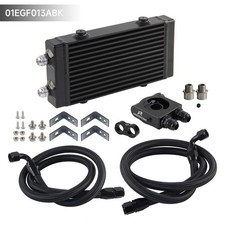 Small Dual Pass Bar & Plate Oil Cooler+Thermostatic Filter Adapter Hose Kit BK