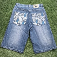 Vintage Y2K South Pole Embroidered Baggy Shorts Mens 34 Fits 32 Denim Blue