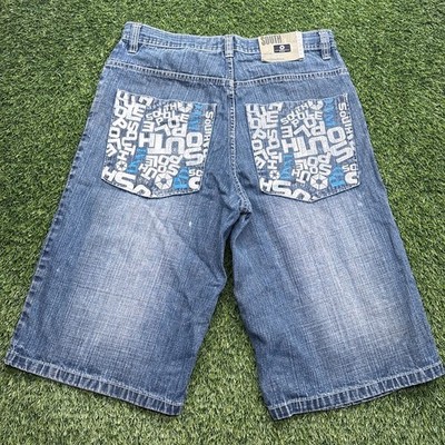 Vintage Y2K South Pole Embroidered Baggy Shorts Mens 34 (Fits 32) Denim Blue