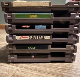 NES 6 Game Lot Bundle Tested Working Golf Football Glove Ball Silent Service🔥👀