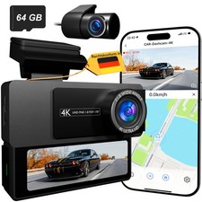 Dashcam 4K+2K - Bildschirm, Nachtsicht, G-Sensor, WiFi, GPS, App + 64GB SD-Karte
