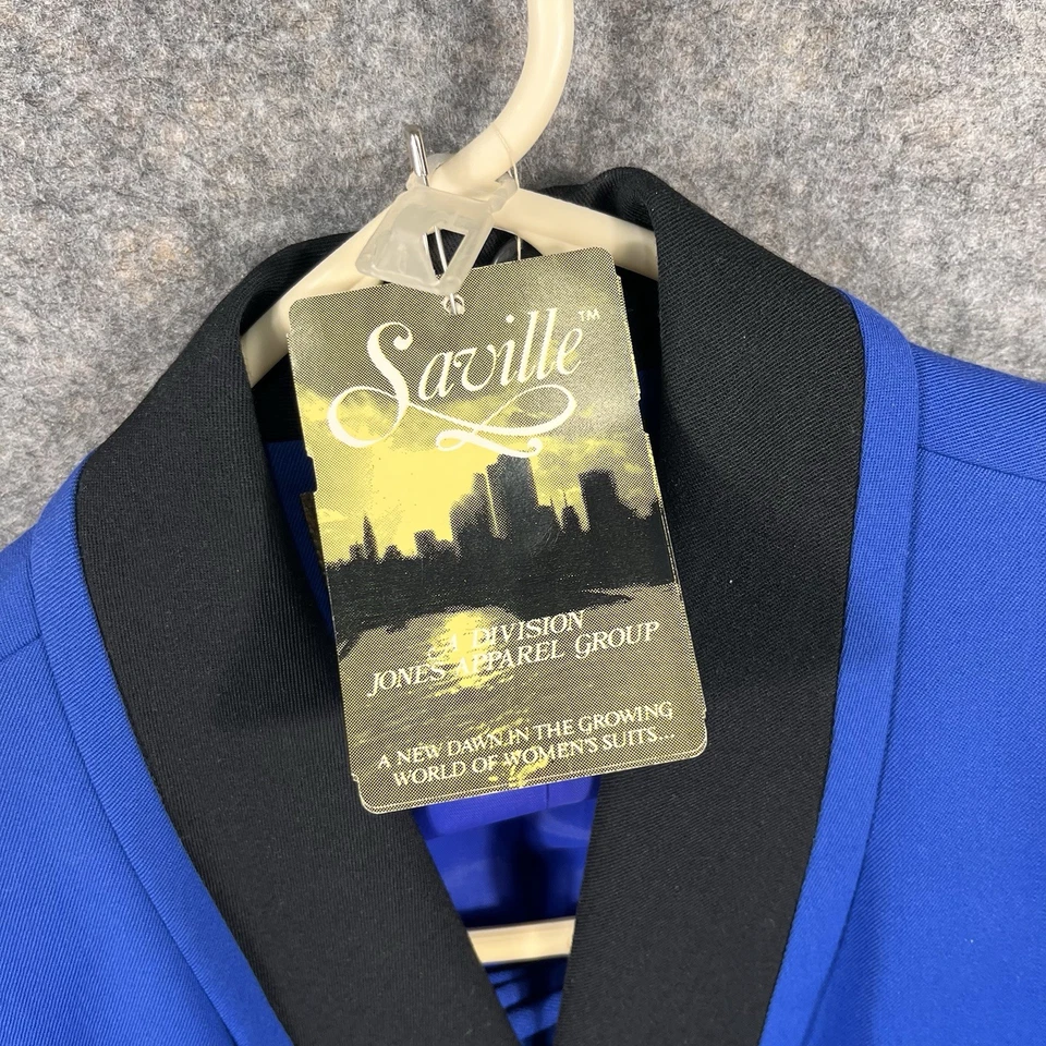 NWT Vintage Saville Suit Womens Skirt Set Blue Wool Blend 12 Double Breasted - Image 3 of 4