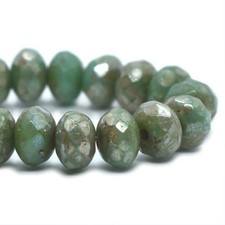 0724, Sea Green with Picasso Finish, 3x5mm Rondelle, 15 Beads, ron3-21 