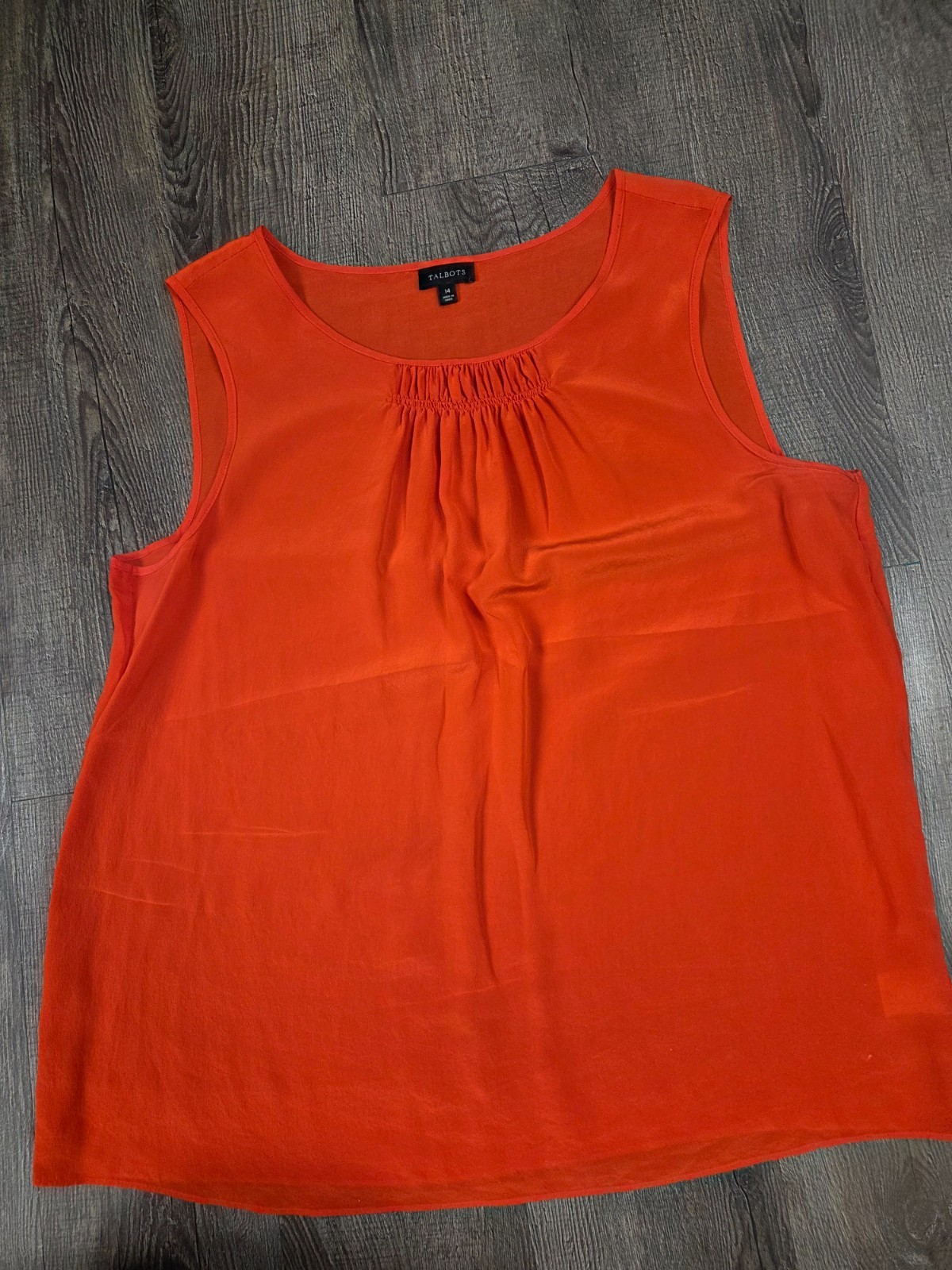 Talbots Very Thin Solid Orange 100% Silk Tank Top… - image 1