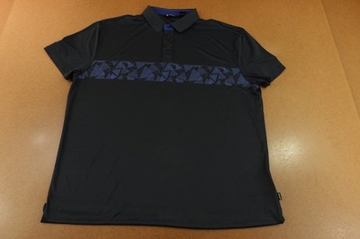 Abacus Mens Size XL Deep Navy Striped Short Sleeve Golf Polo Shirt New