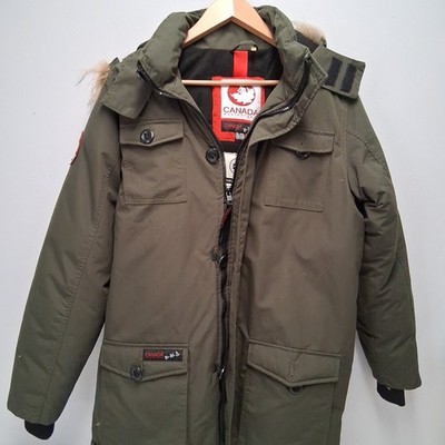 Canada Weather Gear Youth Parka Winter Coat Sz XL 18-20 Green Hood Insulated WP