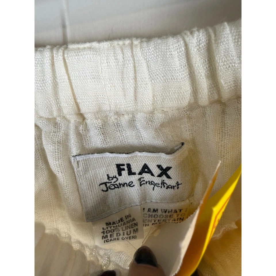 Maxi falda elástica de lino crema para mujer FLAX by Jeanne Engelhart talla mediana Foto 4 de 4