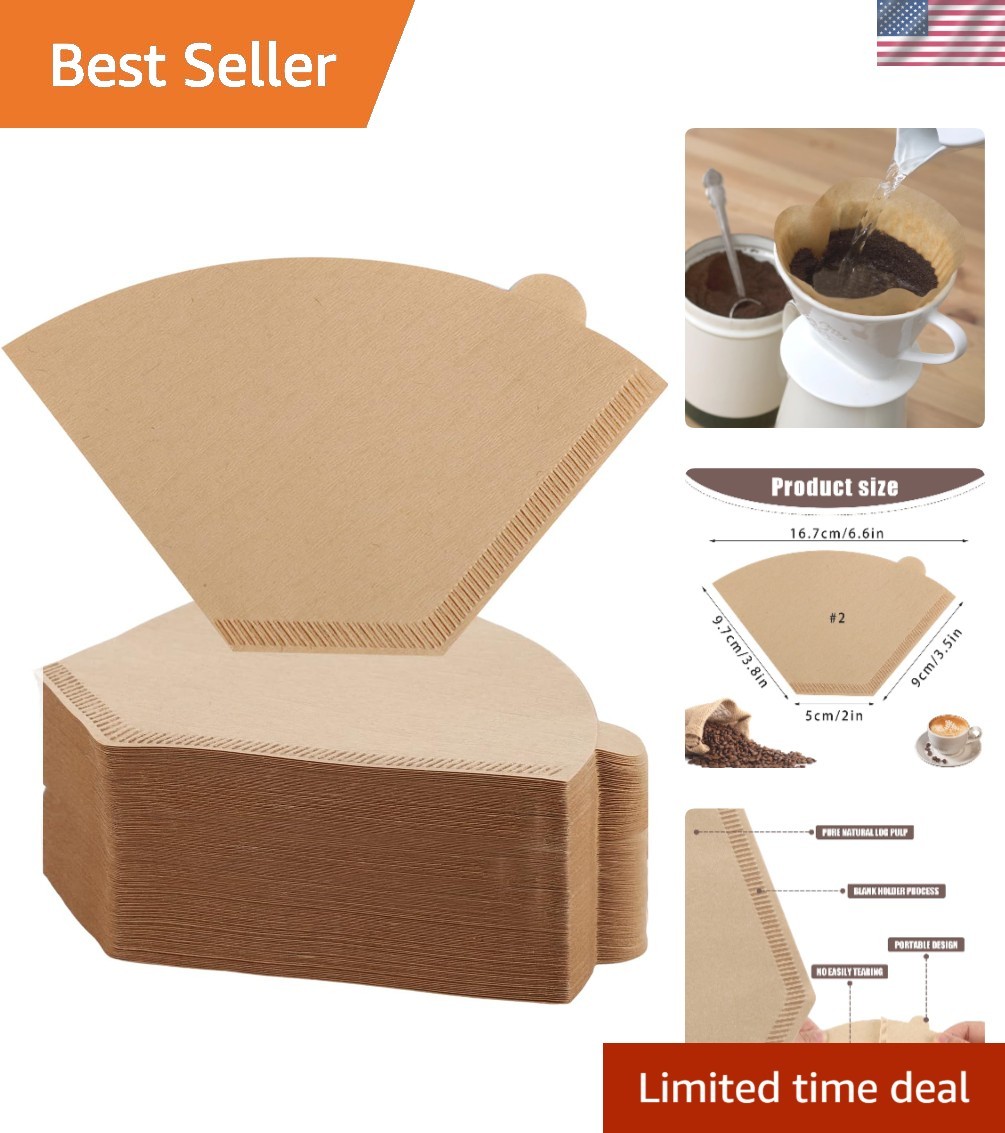 Natural 200 Count Unbleached Coffee Filters - For Perfect Pour Over Coffee
