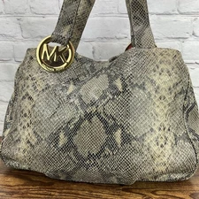 Michael Kors Fulton Black Python Embossed Leather Hobo Shoulder Bag