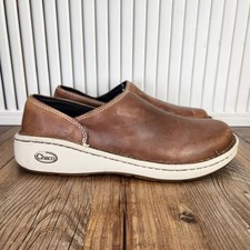 Chaco Zaagh Vibram Gunnison Shiitake Women Sz 8 Brown Leather Slip On Clog Shoes