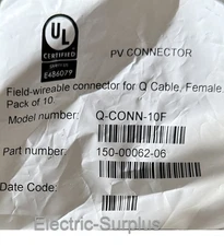 Enphase Q-CONN-10F For Q cable Female Field-Wireable Connector (Qty:10)