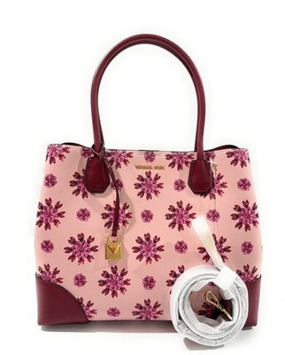 New Michael Kors Studio Mercer Corner Large Center Zip Tote Soft Pink Ultra Pink