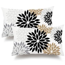 Black Brown Pillow Covers 12x20 Inch 20" x 12" Pack of 2 Black Brown Gray