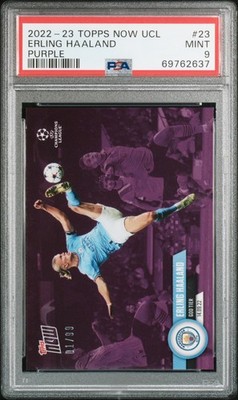 01/99 Bookend 2022-23 Topps Now UCL Erling Haaland #23 Purple /99 God Tier PSA 9