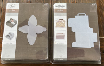 2 NEW Spellbinders Contour Steel Rule Boxes Keeping Tabs & Travel Much Platinum