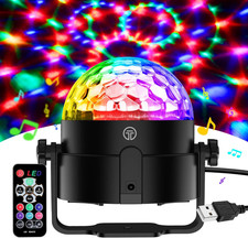 Disco Lights, 360°Rotation Sound Activated 【Portable 】 Disco Ball Lights with 4M